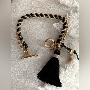 Ettika Golden Bracelet With Black Tassel